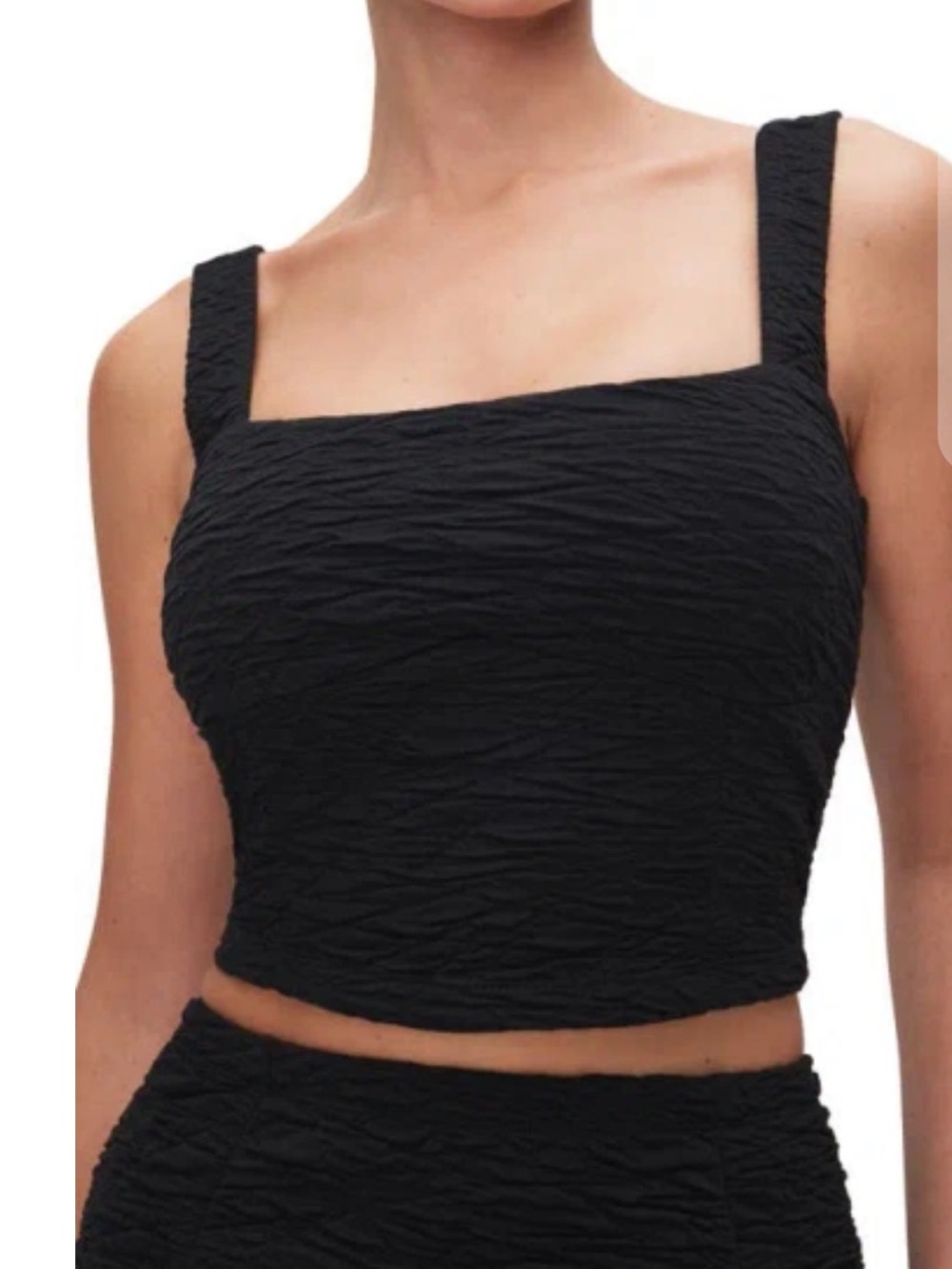 Good American Black Textured Crop Tank